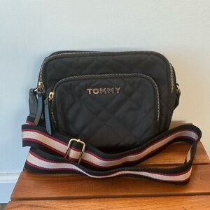 Tommy Hilfiger Black Quilted Bag with Gold Accents